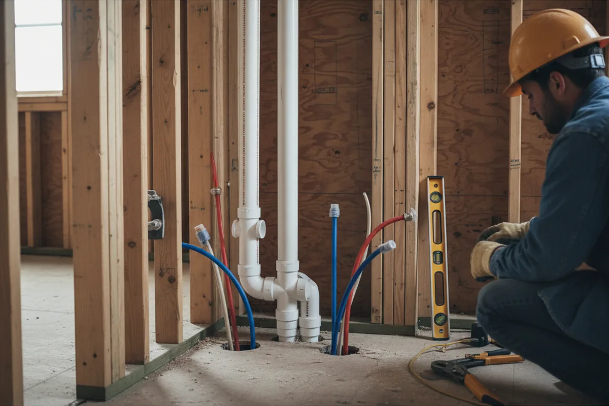 Drain and supply rough-in during Drain Cleaning in Shamokin