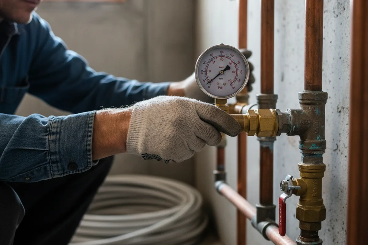 Pressure testing a repaired line during Water Line Repair in Shamokin